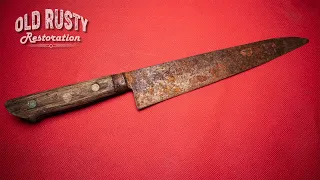 Old Rusty SUJIHIKI knife restoration.