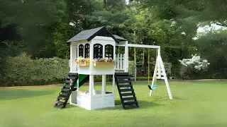 2MamaBees Reign Two Story Playhouse and Reign Swing Attachment   Assembly