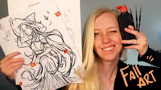 It's Fall Art Time!  // Brush + Ink Lineart