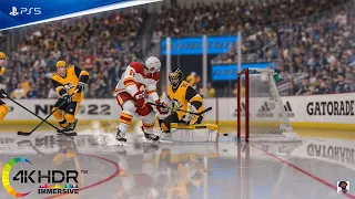 NHL 22 Flames On Fire! Pittsburgh Penguins vs Calgary Flames 4K Ultra Realistic Graphics! PS5 Game