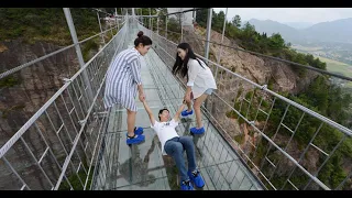 Glass Bridges in China, fun with tourists.