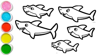 Baby Shark Whole Family Drawing, Painting and Coloring for Kids & Toddlers