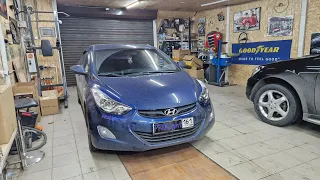 Hyundai Elantra. Установка бидиодных линз Aozoom A4+ 2022 с масками Fashion Style.