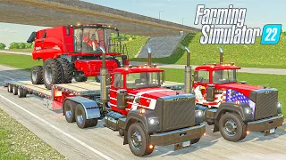 Tandem Heavy Hauling a HUGE Case Combine! | FS22