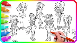 Coloring Pages EQUESTRIA GIRLS - Crystal Guardians / How to color My Little Pony / Easy Drawing MLP