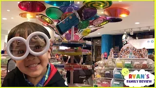 Kid in a candy store Dylan's Candy  + Family Fun Trip Hotel Tour with Ryan's Family Review