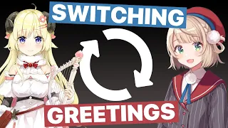 Watame and Ui Switch Greetings (Tsunomaki Watame / Hololive & Shigure Ui) [Eng Subs]