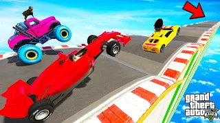 FRANKLIN TRIED IMPOSSIBLE SPEED BUMPS MEGA RAMP PARKOUR CHALLENGE CAR BIKE GTA 5 | SHINCHAN and CHOP