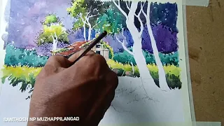 Light effect on watercolour landscape painting/tutorial/demonstration/for beginners