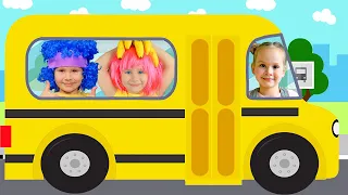 Wheels on the Bus Go Round and Round | Nika Nursery Rhymes & Kids Songs