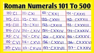 Roman Numerals from 101 to 500 || Roman Numerals from 101 to 500 || 101 to 500 Roman numerals  |