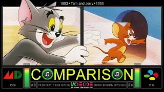 Tom and Jerry (Sega Genesis vs SNES) Side by Side Comparison | VCDECIDE