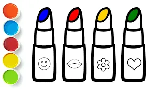 Colorful 💄💋 How to draw lipstick for children, toddlers  Makeup drawing easy‎@Shapeoholic1