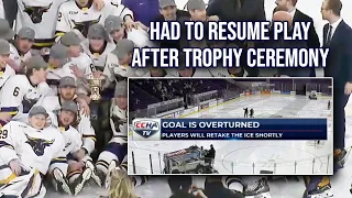 Overturned game-winning goal AFTER trophy ceremony, a breakdown