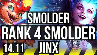 SMOLDER & Leona vs JINX & Thresh (ADC) | Rank 4 Smolder, 11/2/7, Legendary | NA Challenger | 14.11