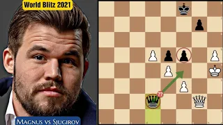 When you Gift Magnus Carlsen a Free Queen | Magnus vs Sjugirov | World Blitz Championship 2021