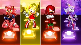 Spider Man Sonic 🆚 Super Amy Rose 🆚 Blaze The Cat 🆚 Knuckles Exe Sonic | Sonic Tiles Hop