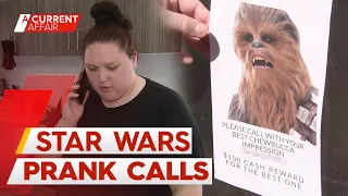 Sydney woman cops calls from Chewbacca imitators after poster emerges | A Current Affair