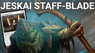 TELL ME A STORY! Legacy Jeskai Staff-Blade. Staff of the Storyteller Token w/ Stoneforge Mystic MTG