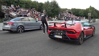 Audi RS3 Sedan vs 1050HP Lamborghini Huracan Performante (Twin Turbo)