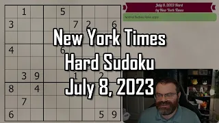 NYT Hard Sudoku July 8, 2023 - Walkthrough Solve