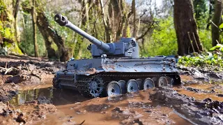 Awesome RC Tank MUD Action - Heng Long 1/16 Scale Tiger 1 RC Tank