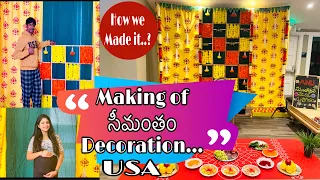అమెరికాలో నా సీమంతం Decor at Home | Bangles DIY backdrop | Indian decor | Babyshower @MickyMashes