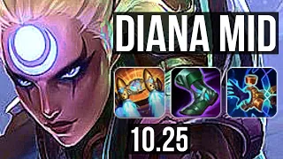 DIANA vs LEBLANC (MID) | 400+ games, 18/5/7, Dominating | KR Diamond | v10.25