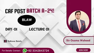 B LAW By Sir Osama Waheed {A -24} Post  Batch (DAY -1) | 6 MAY | SBI