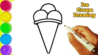 Ice🍨Cream🍦Drawing | How to draw a cute Ice cream with colour easy step by step drawing for beginners