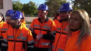 Simulacro de rescate tras accidente de tráfico, con los alumnos de TES y los bomberos de Jerez