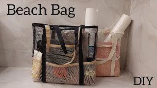 DIY  How To Sew A Mesh Tote Bag / Great For Beach Or Pool, Beach Bag Sewing Tutorial