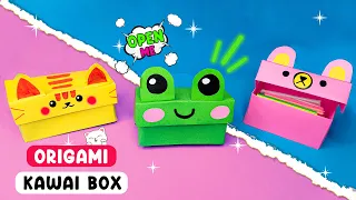 Origami Paper Box Frog || How To Make a Stationary Box Cat Pusheen & Bear.