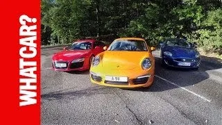 Porsche 911 vs Audi R8 vs Jaguar XKR supercar test – including drag race | What Car?