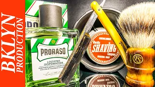 💈 Straight Razor Shave 👀 Paramount Razor 😜👍 Nordic Sandalwood Soap, Frank Shaving Brush Proraso ✔❤👌