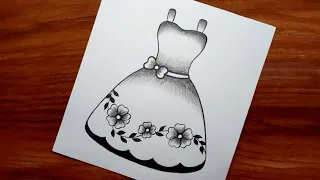 Frock Drawing with Pencil Sketch || Barbie Dress Drawing || Dress Drawing || Creativity Studio..