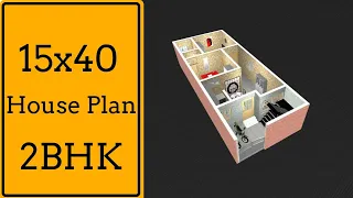 15x40 small village house design || 600 sqft ghar ka naksha || 15x40 house plan || 2bhk home design