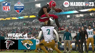 Madden 23 Falcons vs Jaguars London Full Simulation Week 4 2023 (Madden 24 Rosters) 4k Game Play