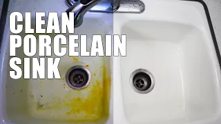 How to Clean Porcelain Sink | What Cleaned This Old Sink the Best!!