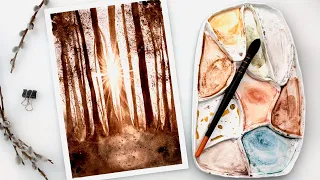 Watercolor sun rays in wood  - backlight painting tutorial