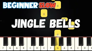 Jingle Bells - Christmas Songs | SLOW Beginner Piano Tutorial | Easy Piano