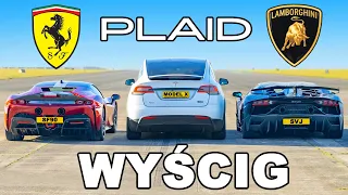 Tesla Model X PLAID v Ferrari SF90 v Lambo SVJ: WYŚCIG