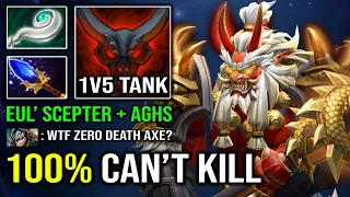 CRAZY 1v5 Tank Berseker Axe 100% Can't Kill with Eul's Scepter & AoE Battle Hunger Slow Dota 2