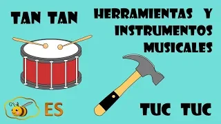 Los sonidos de los instrumentos musicales para niños. Dibujo animado para bebés en español