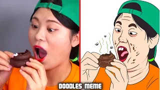 Eating Show: Mukbang Big Bottle Candy drink 보틀 캔디 젤리 먹방 DONA 도나 - Doodles Meme (part 6)