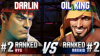 SF6 ▰ DARLIN (#2 Ranked Ryu) vs OIL KING (#2 Ranked Rashid) ▰ High Level Gameplay