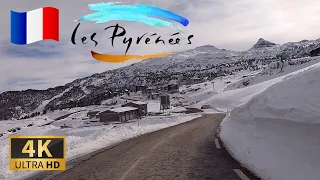 DRIVING Western PYRENEES with SNOW!!  distrit of Oloron-Sainte-Marie, FRANCE, I 4K 60fps