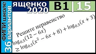 Ященко ЕГЭ 2020 1 вариант 15 задание. Сборник ФИПИ школе (36 вариантов)