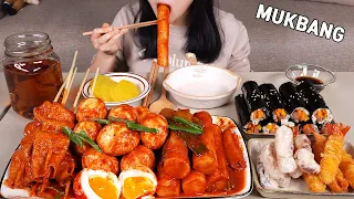 Cooking Mukbang :) Very delicious half-boiled egg spicy tteokbokki | little gimbap.