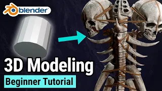 Blender Tutorial for Beginners - 3D Modeling & Sculpting Boneshield - Part 1